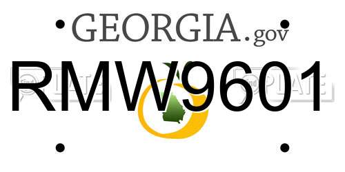 RMW9601 Georgia License Plate