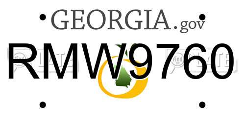 RMW9760 Georgia License Plate