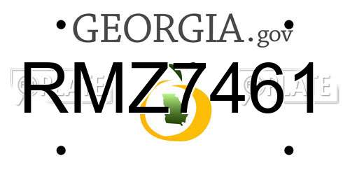 RMZ7461 Georgia License Plate