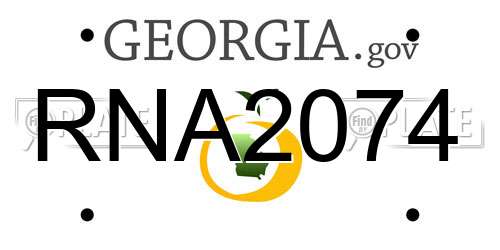 RNA2074 Georgia License Plate