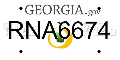 RNA6674 Georgia License Plate