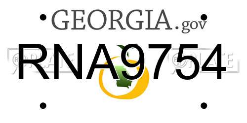 RNA9754 Georgia License Plate