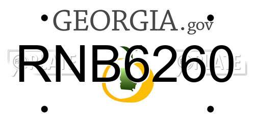 RNB6260 Georgia License Plate