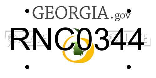 RNC0344 Georgia License Plate