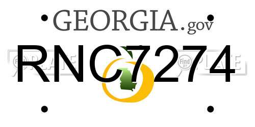 RNC7274 Georgia License Plate