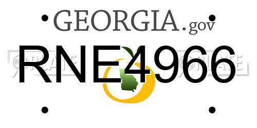 RNE4966 Georgia License Plate