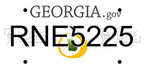 RNE5225 Georgia License Plate