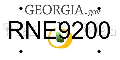RNE9200 Georgia License Plate
