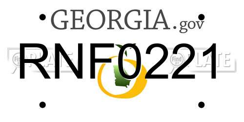 RNF0221 Georgia License Plate