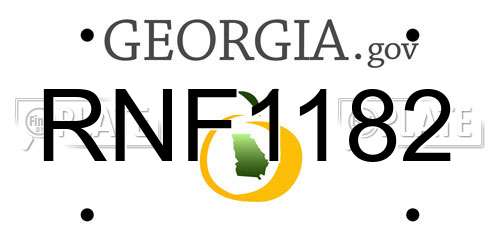 RNF1182 Georgia License Plate