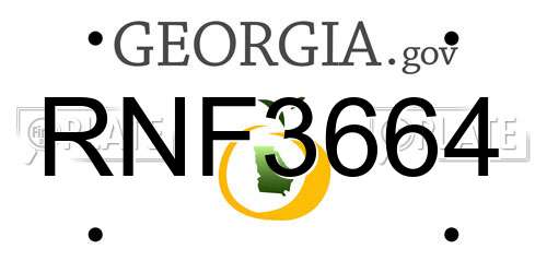 RNF3664 Georgia License Plate