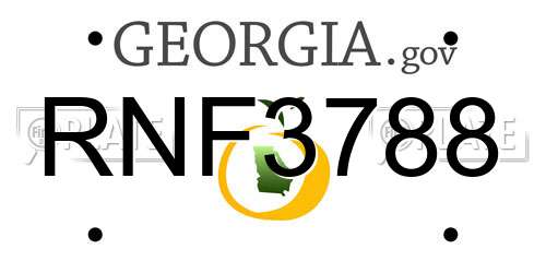 RNF3788 Georgia License Plate