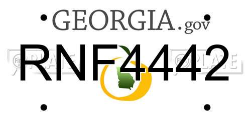 RNF4442 Georgia License Plate