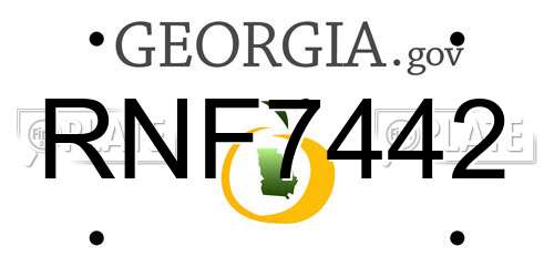 RNF7442 Georgia License Plate