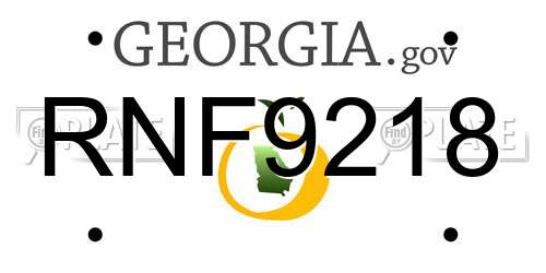 RNF9218 Georgia License Plate