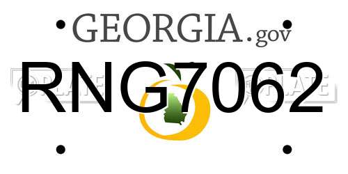 RNG7062 Georgia License Plate