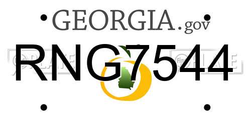RNG7544 Georgia License Plate
