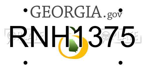 RNH1375 Georgia License Plate
