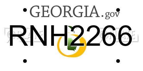 RNH2266 Georgia License Plate