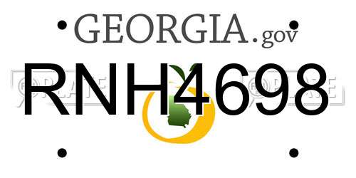 RNH4698 Georgia License Plate