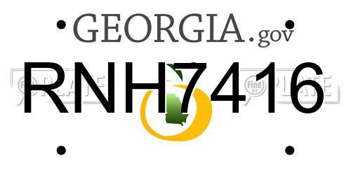 RNH7416 Georgia License Plate