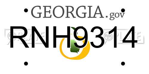 RNH9314 Georgia License Plate