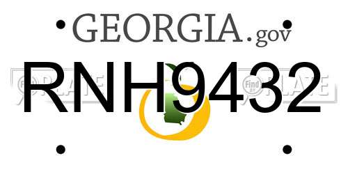RNH9432 Georgia License Plate