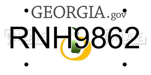 RNH9862 Georgia License Plate
