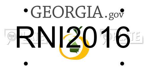 RNI2016 Georgia License Plate