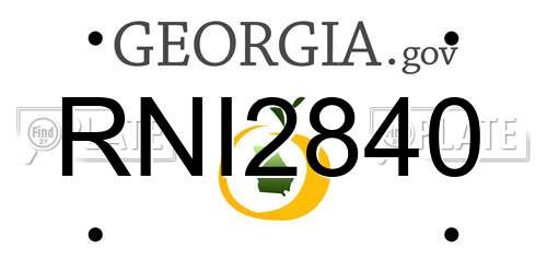 RNI2840 Georgia License Plate