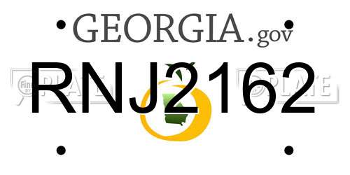 RNJ2162 Georgia License Plate