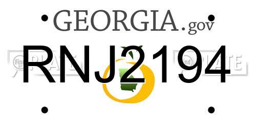 RNJ2194 Georgia License Plate