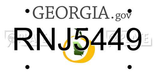RNJ5449 Georgia License Plate