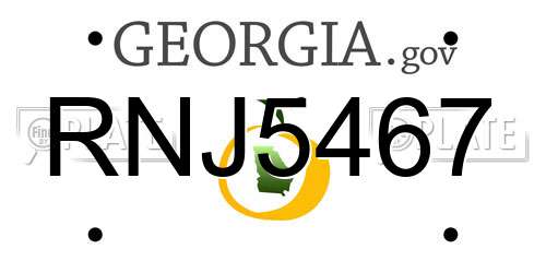 RNJ5467 Georgia License Plate