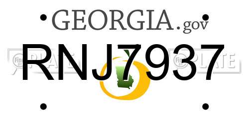 RNJ7937 Georgia License Plate