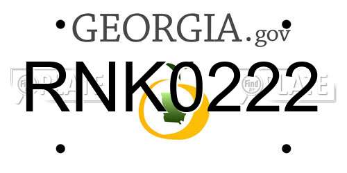 RNK0222 Georgia License Plate
