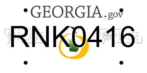 RNK0416 Georgia License Plate