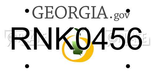 RNK0456 Georgia License Plate
