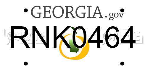 RNK0464 Georgia License Plate