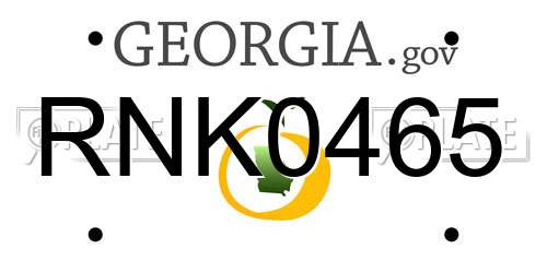 RNK0465 Georgia License Plate