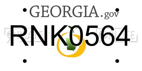 RNK0564 Georgia License Plate