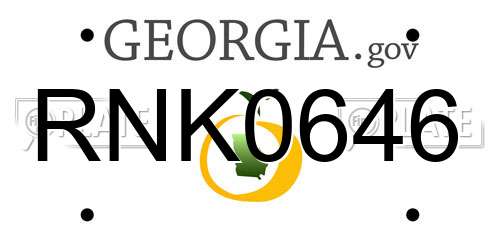 RNK0646 Georgia License Plate