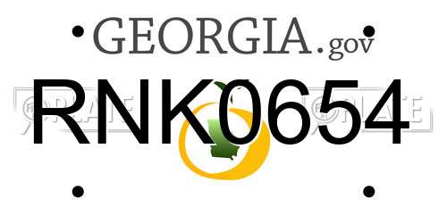 RNK0654 Georgia License Plate