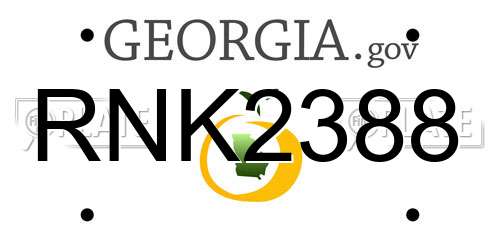 RNK2388 Georgia License Plate