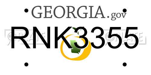 RNK3355 Georgia License Plate