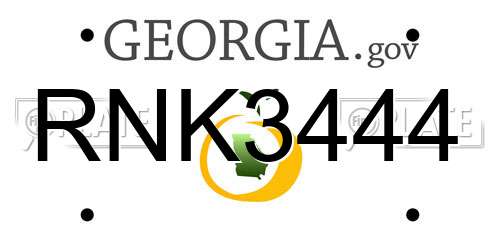 RNK3444 Georgia License Plate