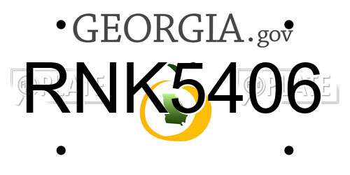 RNK5406 Georgia License Plate