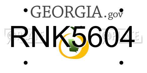 RNK5604 Georgia License Plate