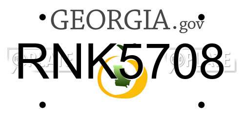 RNK5708 Georgia License Plate