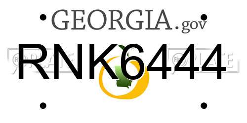 RNK6444 Georgia License Plate